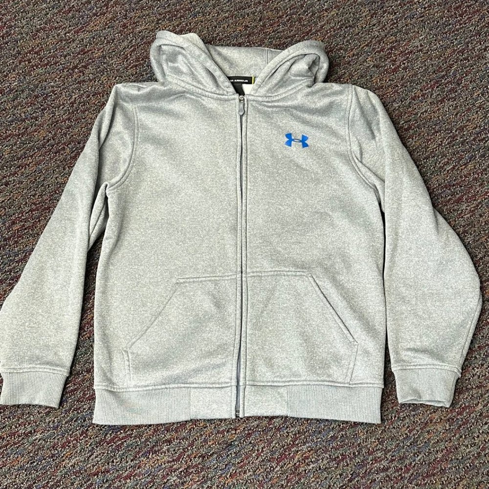 Under Armour Gray Zip Jacket, Size Youth Large
